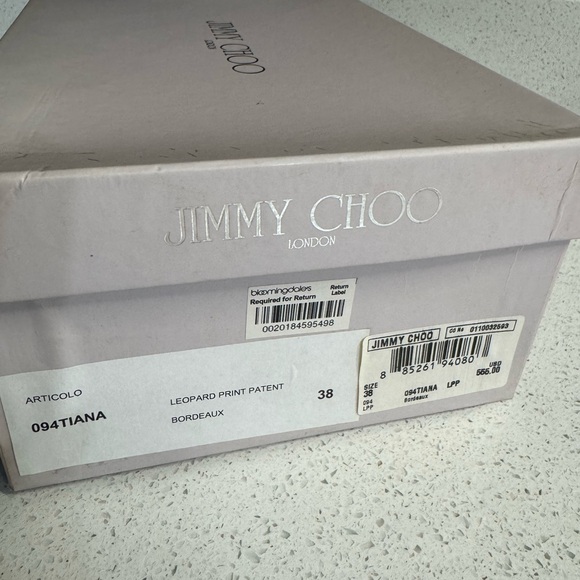 JIMMY CHOO Leopard Print Patent leather Bordeaux Sandals 38